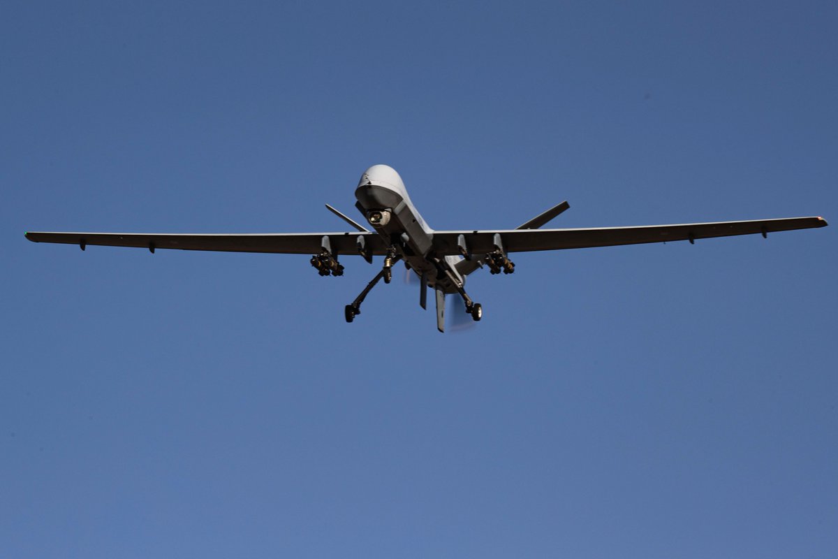 We are joining a crew from XIII Sqn, operating the <a href="/GeneralAtomics/">General Atomics</a> MQ-9A Reaper - a sophisticated remotely piloted air system, or drone.

Controlling their mission from <a href="/RAFWaddington/">RAF Waddington</a>, they are tasked with flying over Iraq to follow suspected ISIS militants.

#TopGunsC4