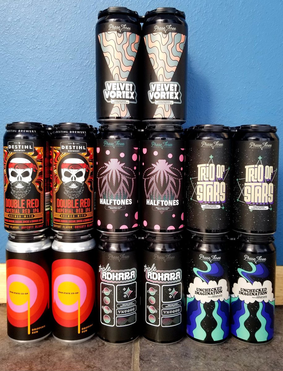 City View Liquor (@cityviewliquor) on Twitter photo FIVE new ones from <a href="/PhaseThreeBrew/">Phase Three Brewing</a>, a new one from <a href="/DESTIHLbrewery/">DESTIHL Brewery</a>, & one from <a href="/FairStateCoop/">Fair State Co-op</a>!
#NewBeerArrivals #TimeForAColdOne #BeerOClock #GreatBeerSelection #StackingBeer #FillThatFridge FIVE new ones from <a href="/PhaseThreeBrew/">Phase Three Brewing</a>, a new one from <a href="/DESTIHLbrewery/">DESTIHL Brewery</a>, & one from <a href="/FairStateCoop/">Fair State Co-op</a>!
#NewBeerArrivals #TimeForAColdOne #BeerOClock #GreatBeerSelection #StackingBeer #FillThatFridge