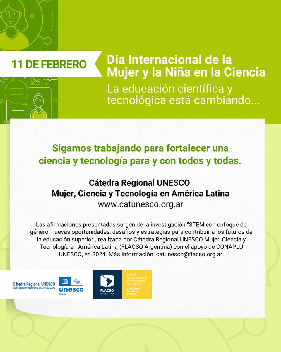 👩‍🔬🔬¡Día Internacional de la Mujer y la Niña en la Ciencia!

#MujeresEnLaCiencia #11F #FLACSO