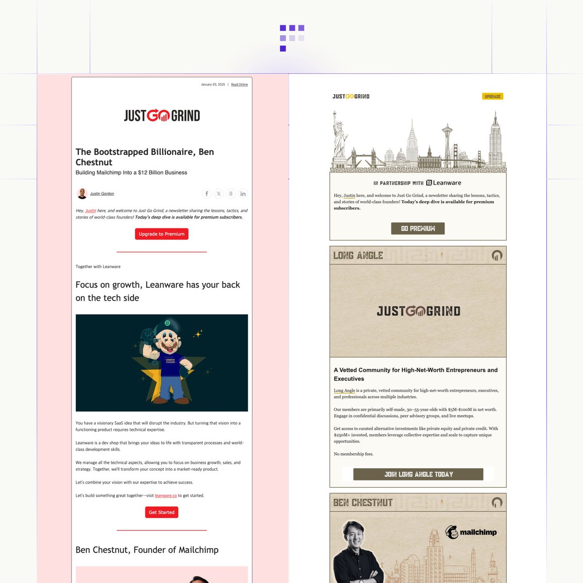 Ricky (@rickyshq) on Twitter photo Before → After
- newsletter: <a href="/justgogrind/">Just Go Grind</a>
- founder: <a href="/justingordon212/">Justin Gordon</a>
- built on <a href="/beehiiv/">beehiiv 🐝</a>
- designed by <a href="/joinpixels/">Pixels</a> Before → After
- newsletter: <a href="/justgogrind/">Just Go Grind</a>
- founder: <a href="/justingordon212/">Justin Gordon</a>
- built on <a href="/beehiiv/">beehiiv 🐝</a>
- designed by <a href="/joinpixels/">Pixels</a>
