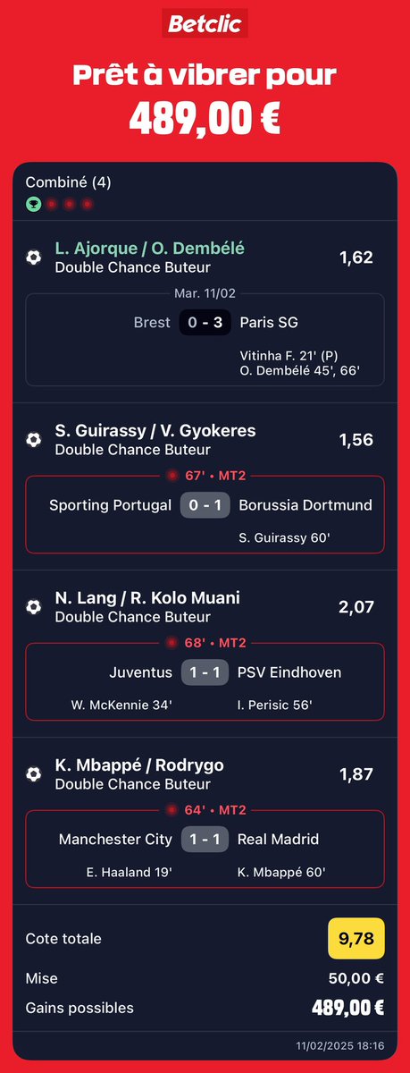 Si Kolo Muani ou Noah Lang marque j’offre 20€ parmi les RT 
#TeamParieur