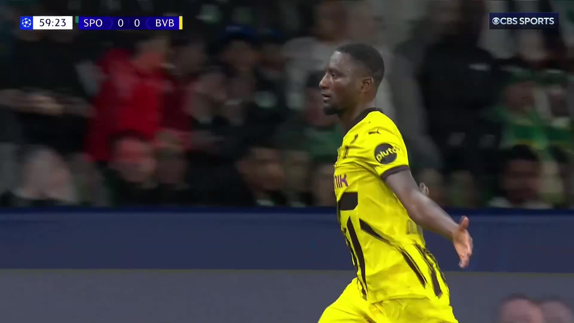Serhou Guirassy heads home his 10th #UCL goal of the season 💥