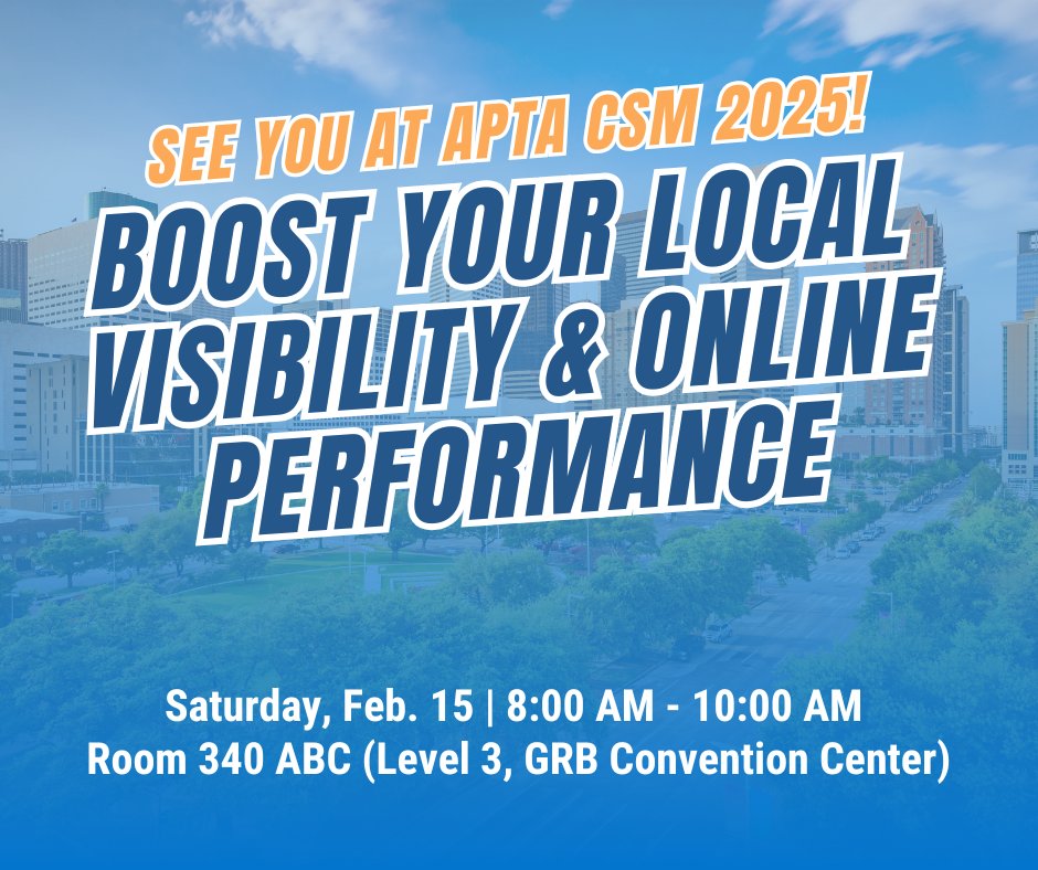For our second speaking session at #APTACSM 2025, we’re teaming up with marketing expert Peter Cartier, from PT Marketing Pros, to help PT clinics rank higher on Google, attract more local patients, and turn their websites into patient-generating assets.