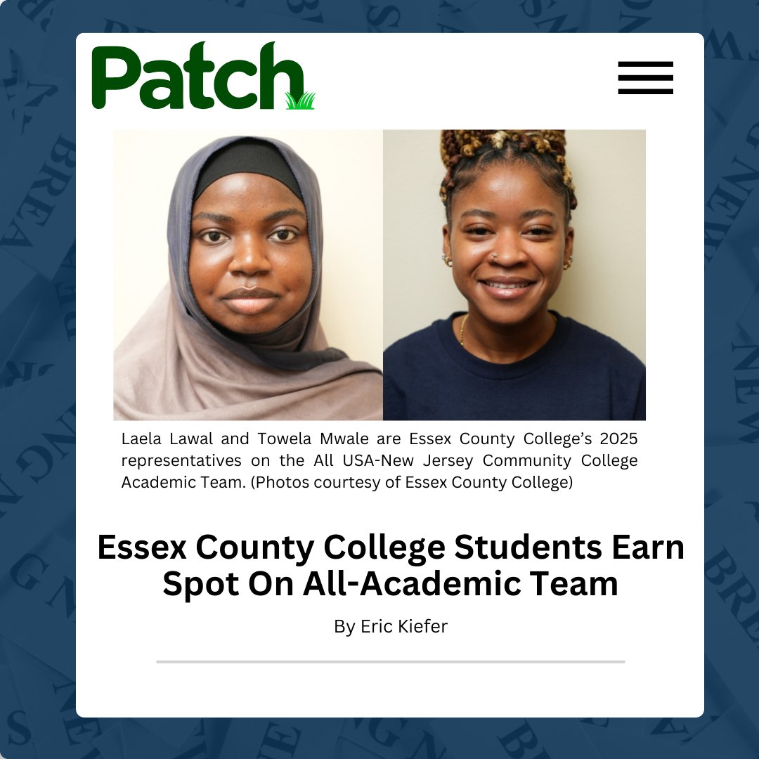 investnewark's tweet photo. Congrats to Laela Lawal and Towela Mwale! These Essex County College students earned spots on the prestigious All USA-New Jersey Community College Academic Team. Laela, a biology/pre-med major from Newark, holds a perfect 4.0 GPA, while Towela, from the Oranges, has a 3.70 GPA. https://t.co/pJBH12uLbu