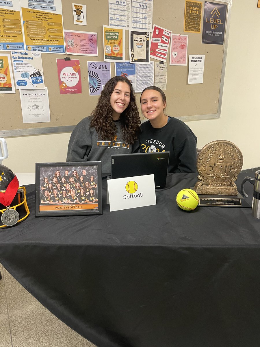 Seniors, Siara Gonzalez &amp; Maia D’Amico, working our softball table at open house tonight! Stop by to say hello or sign up for our 2025 season #19days