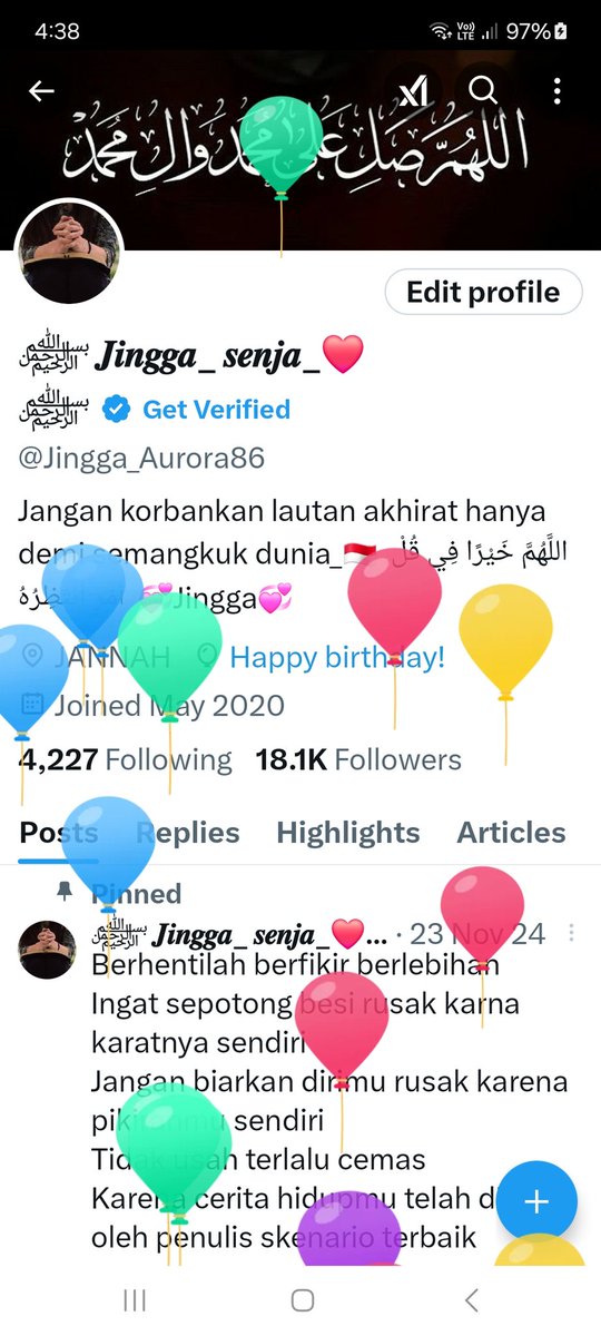 Bismillah, kuhadiahkan Al fatihah utk diriku sendiri semoga tetap sehat ,tetap sabar, tegar dan istiqomah
Tak banyak yg kuminta semoga diberikan kelancaran  semua urusan, keberkahan dan di luaskan rizki utuk keluargaku

Aamiin__🤲⚘️