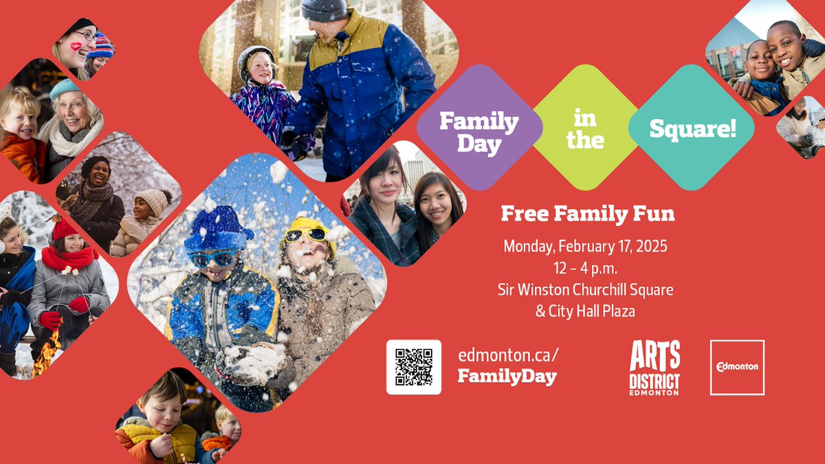 Celebrate Family Day in the Arts District! Activities are being held at City Hall, Art Gallery of Alberta, Edmonton Public Library and The Citadel Theatre!

📅February 17 from 12:00 - 5:00pm

More info at: edmontonarts.ca/event/family-d…