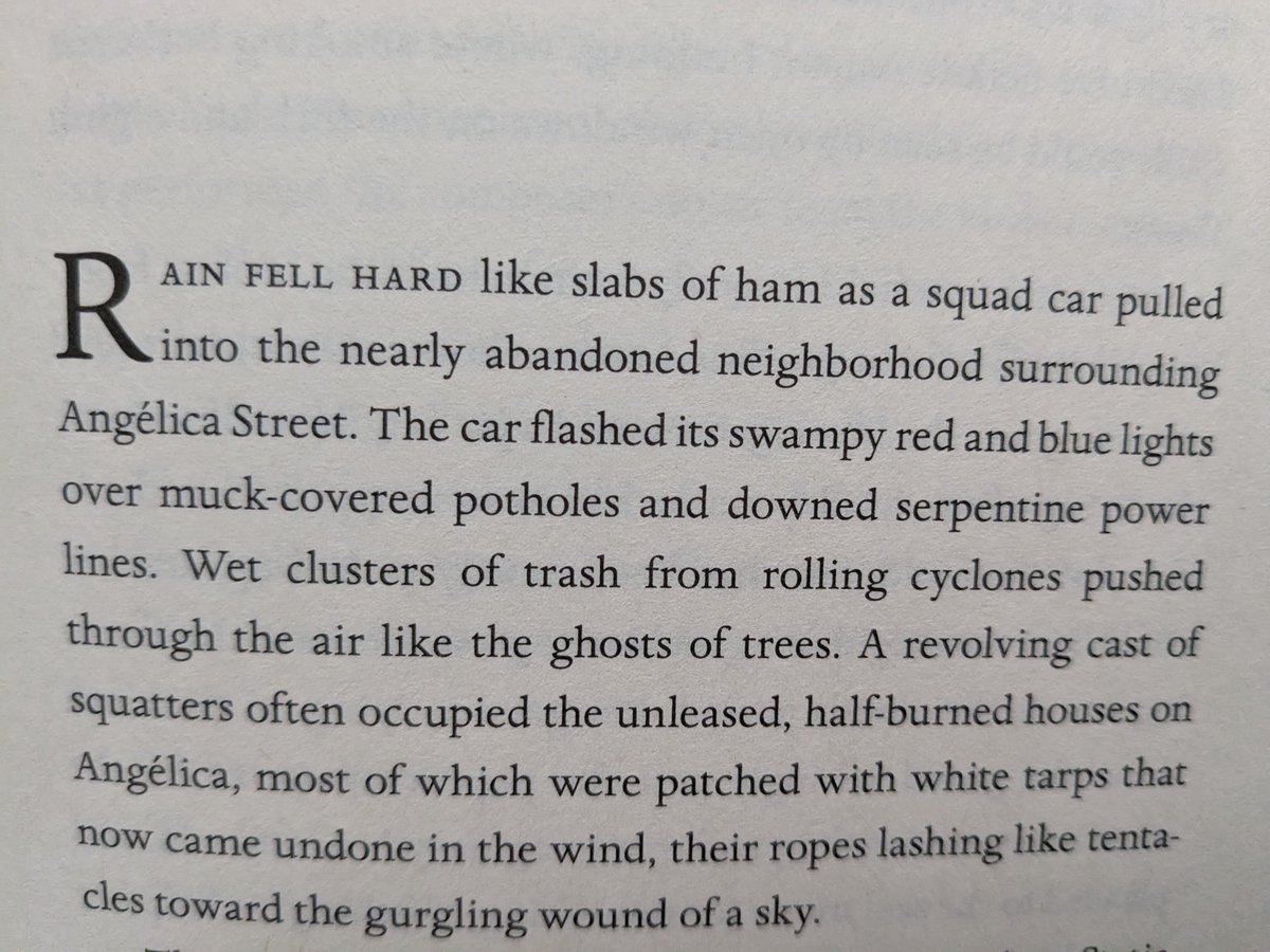 wow 'heavy ham' was changed to 'slabs of ham.' 

'Rain fell hard like slabs of ham.'

think I preferred heavy ham tbh.