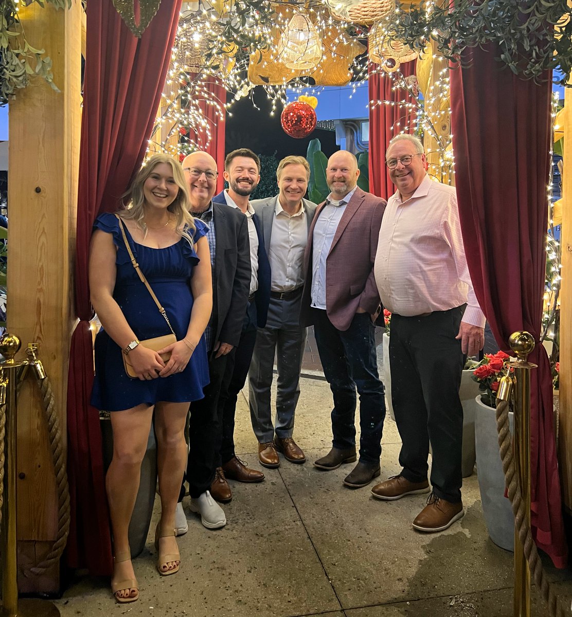 jorbanriscoe's tweet photo. Out & about at the #AHRExpo2025, Mike Lorenz, Jeremy Brock & Kevin Harre enjoying dinner with our partners from @PriceHVAC, Elizabeth Turner Patterson, Brett Reeves & Ted DeFehr. Give you 3 guesses (2 donβt count) as to who should wear the angel wings and halo . . . #NotKevin https://t.co/yNfIQTCxwQ