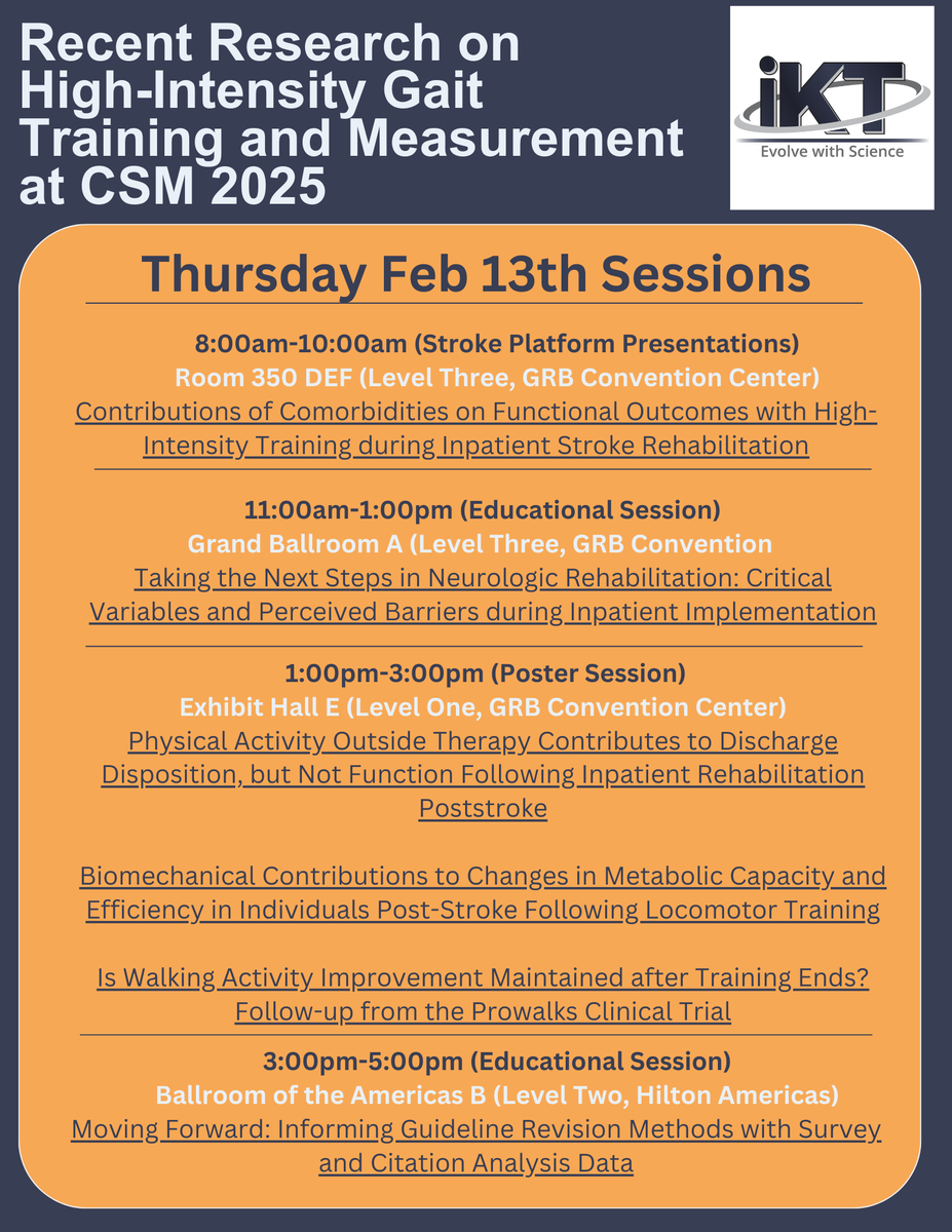 🚀Join us Thursday at CSM 2025 to dive into High-Intensity Gait Training! Don't miss out! #CSM2025 #GaitTraining #iKT #institute4kt #evolvewithscience #APTA
