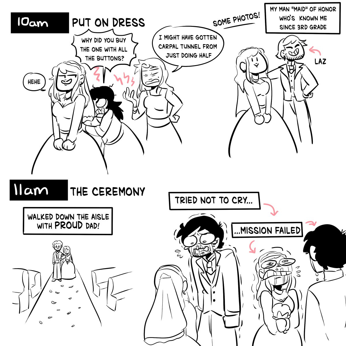 Felix and I's wedding day landed right on #Hourlycomicday !
It's real special it so happened to land right on that day. I know I'm a bit late but I managed to finally get it done.
I'm happy I got to record it in this special way &gt;:3!
Thought I'd share &lt;3
1/3