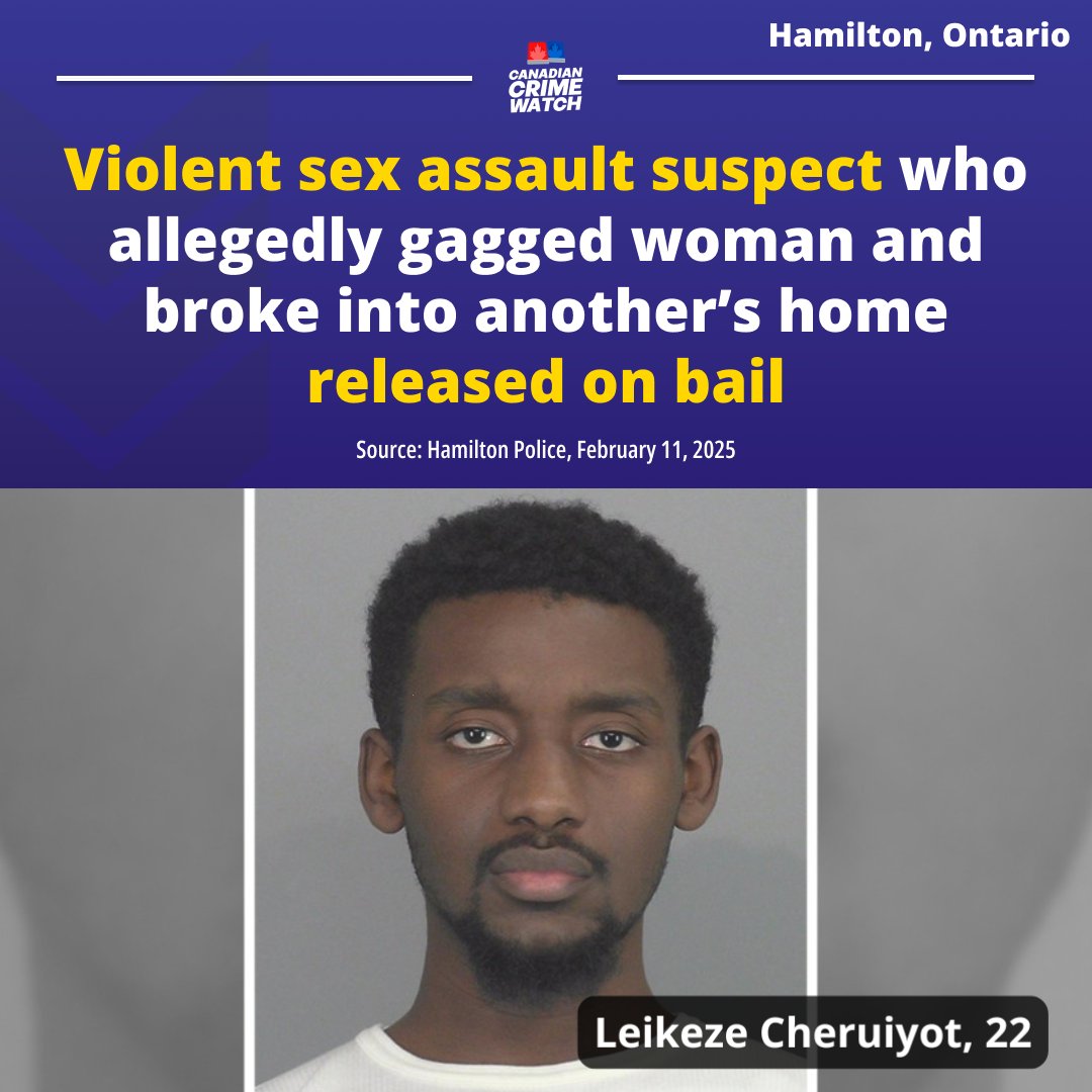 Hamilton Police are warning the public after a 22-year-old male accused of violent sexual assaults was released on bail. These were violent incidents that targeted vulnerable victims.

Leikeze Cheruiyot, 22, is accused of sexually assaulting a woman who was walking on a trail on