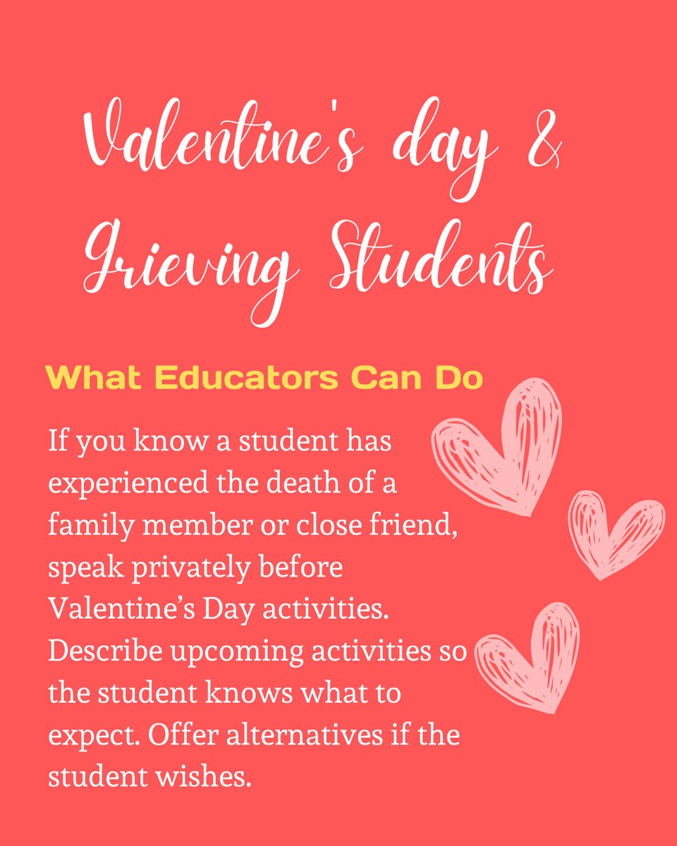 Struggling on Valentine’s Day? We’ve got your back. Our guidance document offers support and resources for educators to help grieving students. Check it out now and show your students you care, grievingstudents.org/wp-content/upl….