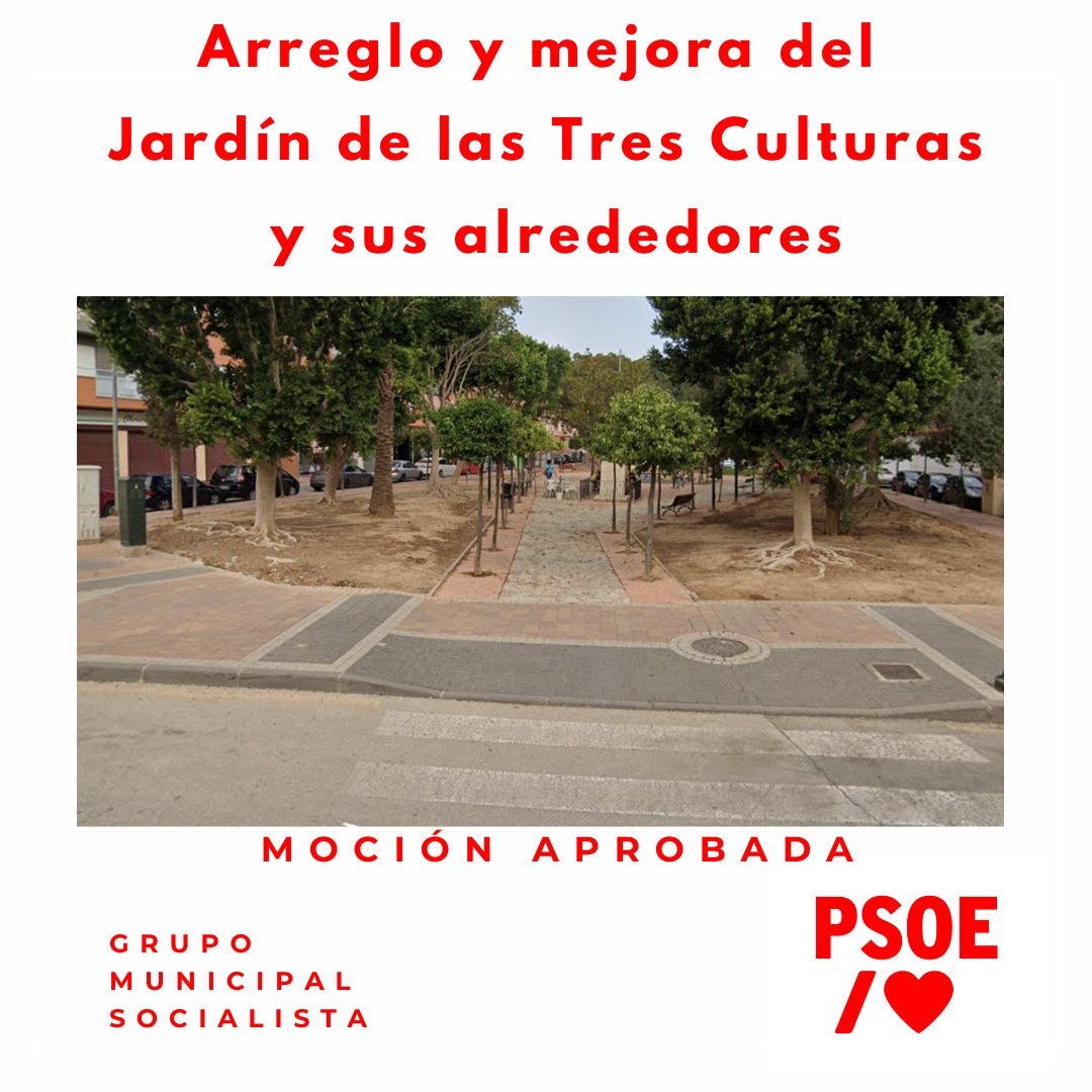 socialistas_alc's tweet photo. 🌳 El Pleno aprobó por unanimidad la mejora del Jardín de las Tres Culturas, gracias a los vecinos y comerciantes que no dejaron de luchar.

¿Qué viene?
✨ Bancos nuevos, más seguridad, juegos renovados y calles arregladas.

#JardínTresCulturas #MejorandoJuntos #PSOEAlcantarilla https://t.co/LNnKcxXAr6