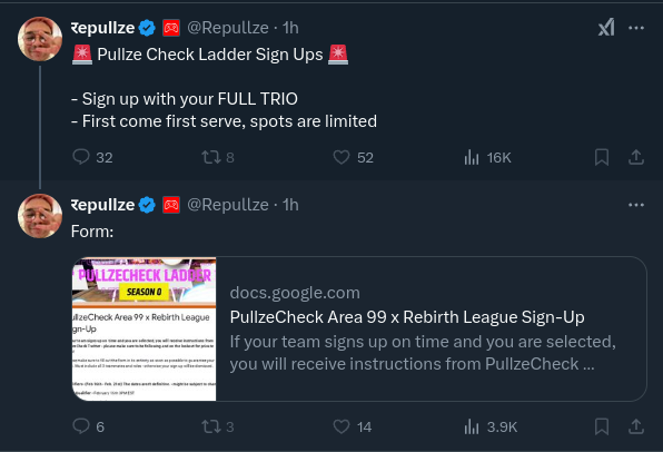 susornah's tweet photo. #PullzeCheck, known for their match rigging in the past; closes signups to "Open Qualifier" in mere an hour after opening.
#news #questions #report #aimbot #fraud #anticheat #endstreamerfraud #cheats #aimassist #cheating #mods #codm #codnext #twitch #tiktok #blackops #callofduty #ricochet #gaming #wsow #bo6 #verdansk #activision #blackops6 #warzone #mwiii #thetruthlies