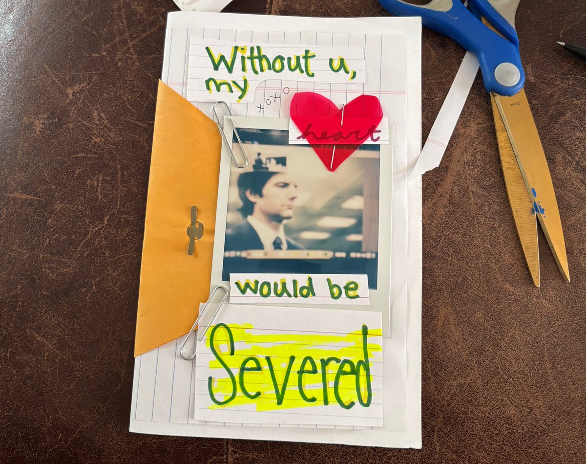 DCisaG's tweet photo. Went into the supply closet and made this for my Valentine #SeveranceSeason2  #Severancefanart https://t.co/rpD4SJdPJS