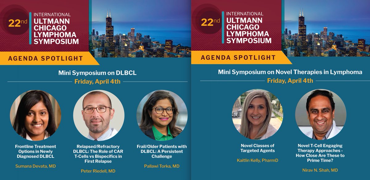 DrAEvens's tweet image. 🚨🚨Join us in Chicago, April 4 &amp;amp; 5 for the 22nd Annual International Ultmann Chicago Lymphoma Symposium (bioascend.com/chicago-lympho…).

➡️➡️In addition to "Mini-Symposiums" on #DLBCL, Mantle cell, #HRQL &amp;amp; #Genomic Diagnostics, we're thrilled to have Dr Nancy Bartlett as our Keynote!