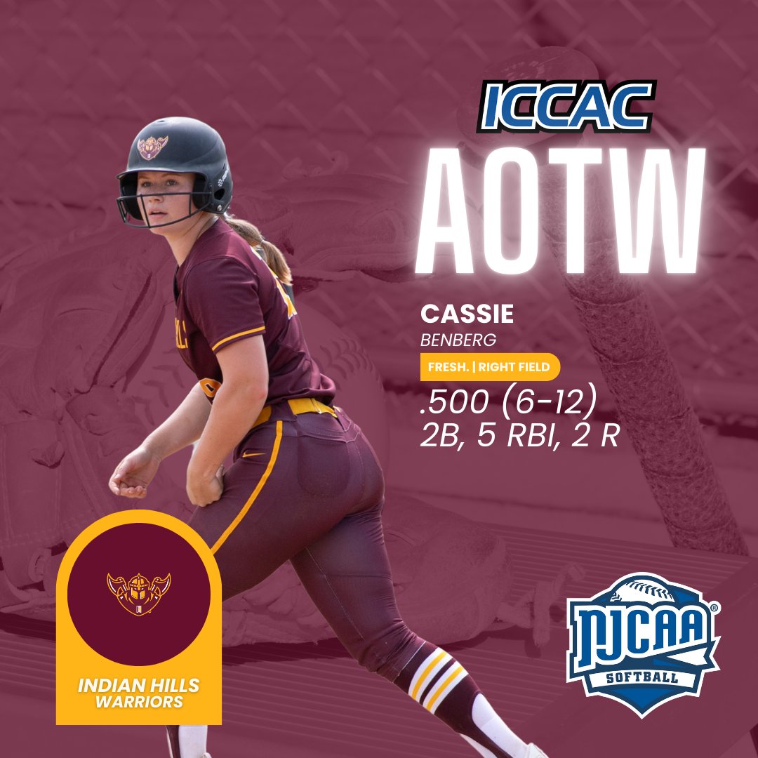 ATHLETE OF THE WEEK
🗓️FEBRUARY 3-9
DIVISION I SOFTBALL 🥎

<a href="/WarriorSoftball/">Indian Hills Softball</a> Ashlynn Sheets
<a href="/WarriorSoftball/">Indian Hills Softball</a> Cassie Benberg

🔗iccac.org/awards/players…
#NJCAASoftball 🥎
