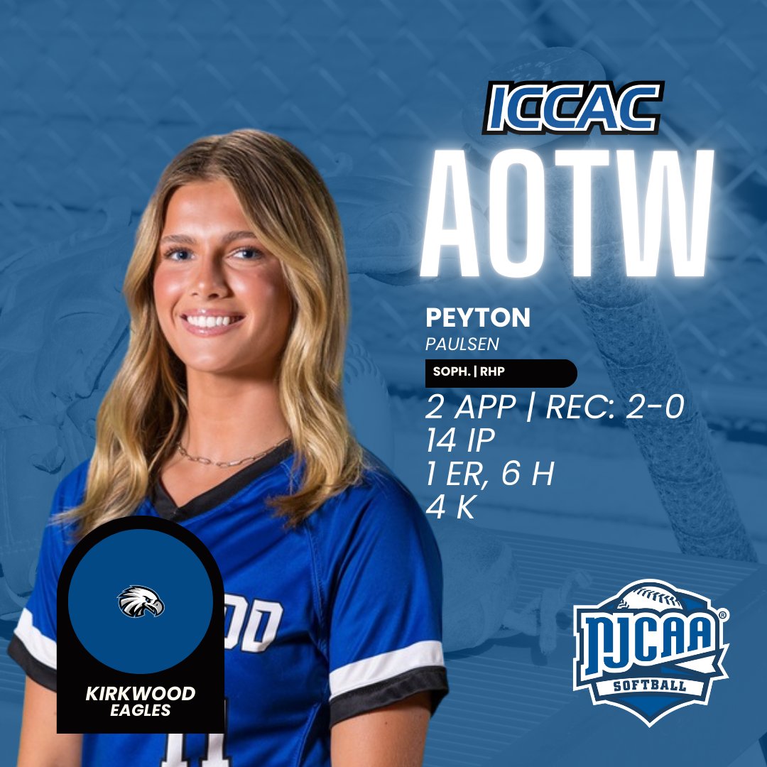 ATHLETE OF THE WEEK
🗓️FEBRUARY 3-9
DIVISION II SOFTBALL 🥎

<a href="/NortheastCCSB/">Northeast Softball</a> Bailee Ahlemeyer
<a href="/NortheastCCSB/">Northeast Softball</a> Isabel Raburn
<a href="/KCC_SB/">Kirkwood Softball</a> Peyton Paulsen

🔗iccac.org/awards/players…
#NJCAASoftball 🥎