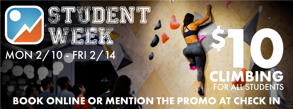 🧗$10 climbing for all climbers 23 and under or with a valid student ID across all locations until Friday (2/14)  - mailchi.mp/rockspotclimbi…