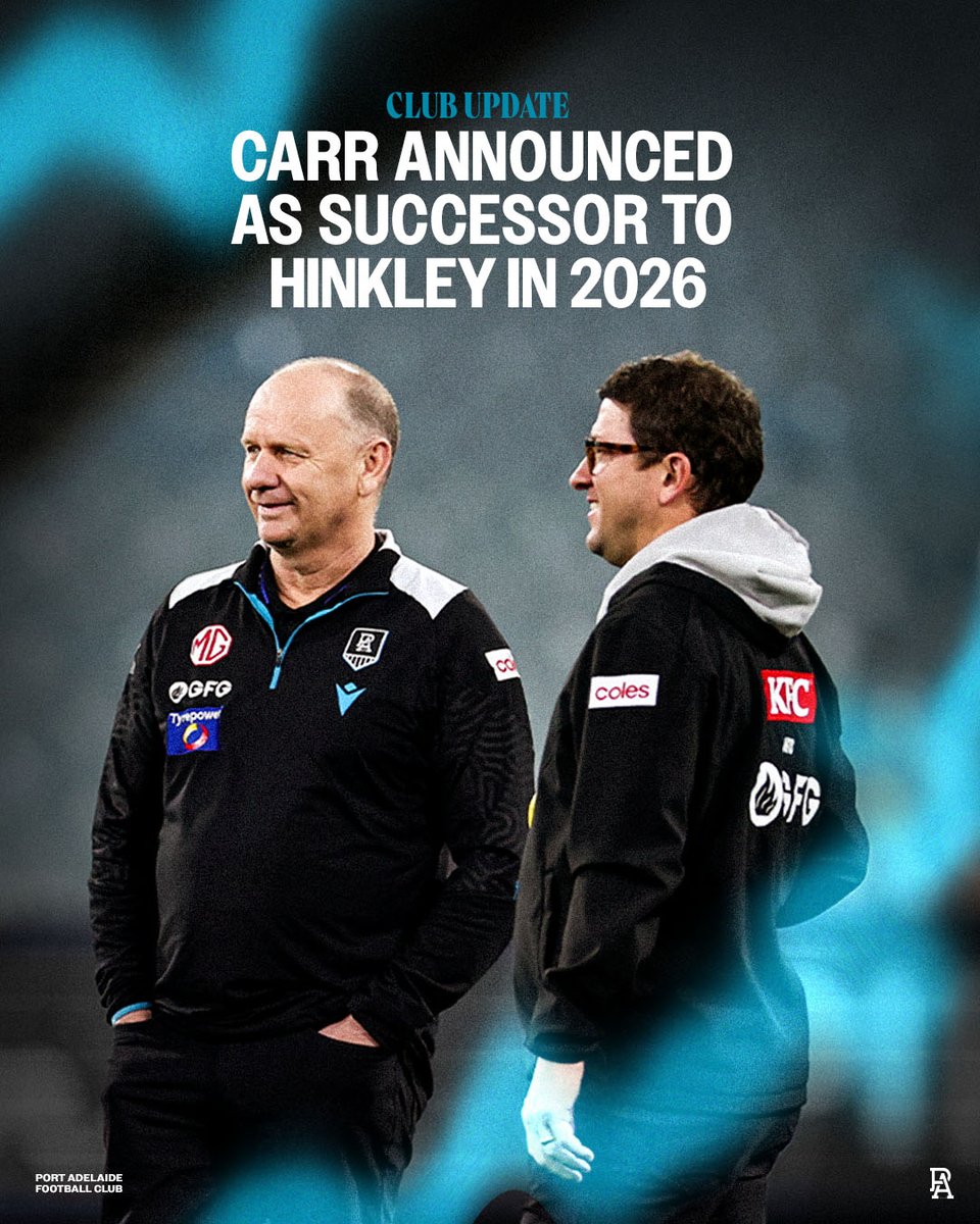 Ken Hinkley has informed the club he will step aside at season’s end and hand over to Josh Carr as senior coach in 2026.

📝 bit.ly/41aIAq8