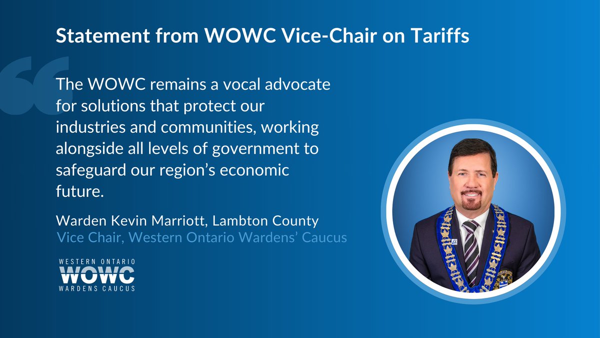 WOWC stands with the Governments of #Ontario and #Canada in navigating trade challenges. Supporting local industries is key to our region’s economic future and we remain committed to advocating for solutions that protect our communities. 
bit.ly/42Tqsmc #cndpoli #onpoli
