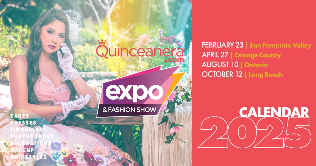 2025 Dates are now available! 👑

✨Feb 23 - San Fernando Valley 
✨ April 27 - Orange County 
✨ August 10 - Ontario 
✨ Oct 12 - Long Beach 

quinceanera.com/quinceanera-ex…