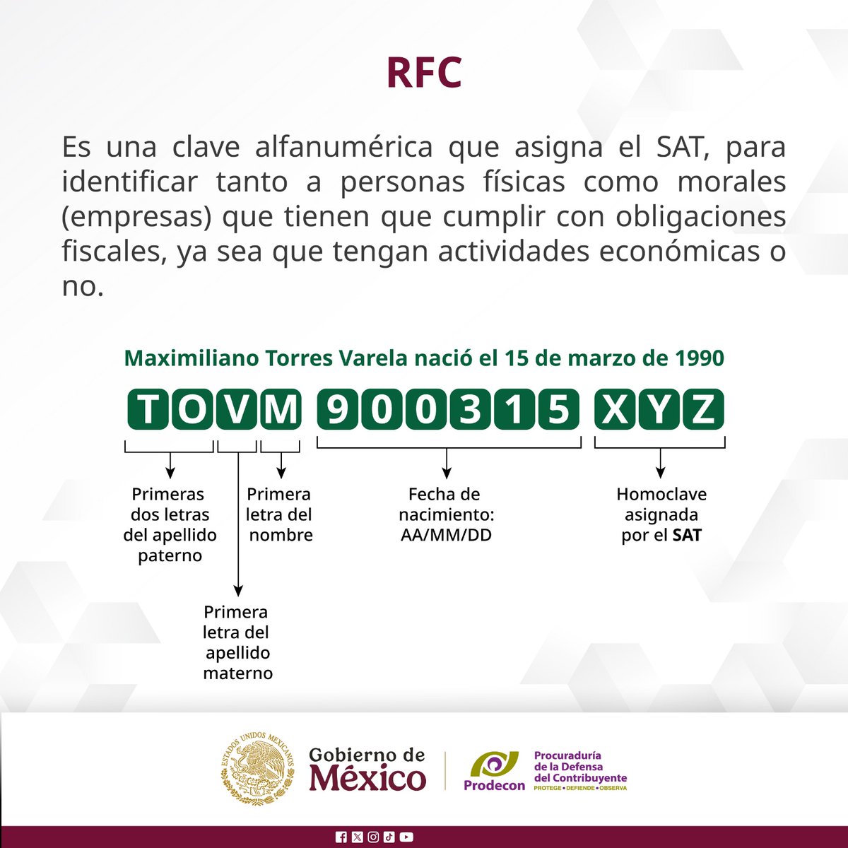 🟣#AprendeConPRODECON🟢

 Conoce los componentes de la #CURP y #RFC.

🧐💡Recuerda que, si te inscribes al RFC sin actividades económicas, asegúrate de hacerlo como "Persona física sin obligaciones fiscales"

😲 ¿Tienes dudas? ¡Te ayudamos! 
🗓️ Agenda tu cita aquí: