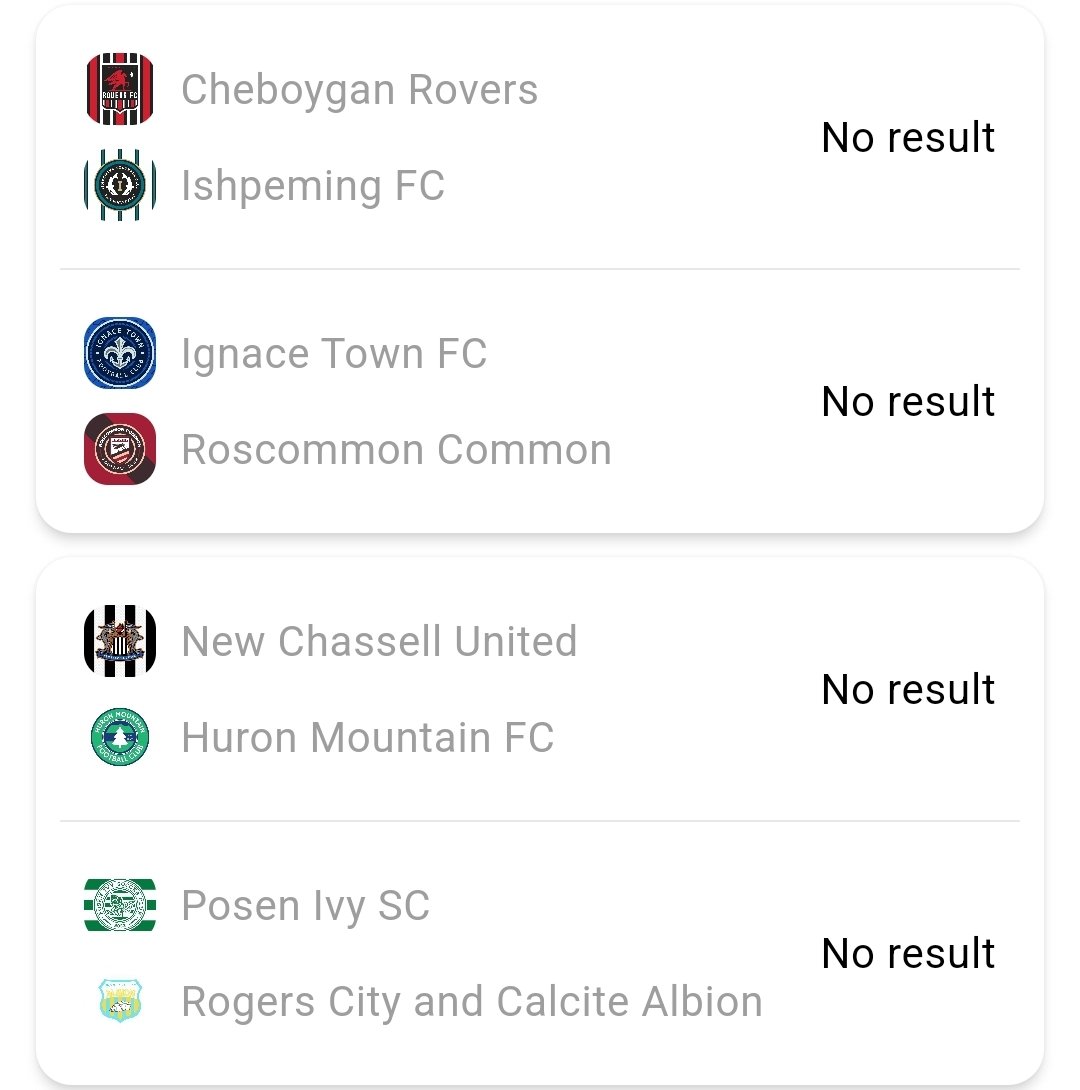 C_Cobblestone (@c_cobblestone) on Twitter photo The Whitetail Cup returns next Wednesday. 8 teams remain in the quest for the Cup. <a href="/Boygan_Rovers/">Cheboygan Rovers</a> <a href="/IshpemingFC/">Ishpeming Football Club</a> <a href="/IgnaceTownFC/">IgnaceTownFC</a> <a href="/RoscommonCommon/">Roscommon Common FC</a> <a href="/NewChassellUtd/">New Chassell United</a> <a href="/HuronMountainFC/">Huron Mountain Football Club</a> <a href="/PosenIvySC/">Posen Ivy SC</a> <a href="/RCCAFC/">Rogers City and Calcite Albion</a> The Whitetail Cup returns next Wednesday. 8 teams remain in the quest for the Cup. <a href="/Boygan_Rovers/">Cheboygan Rovers</a> <a href="/IshpemingFC/">Ishpeming Football Club</a> <a href="/IgnaceTownFC/">IgnaceTownFC</a> <a href="/RoscommonCommon/">Roscommon Common FC</a> <a href="/NewChassellUtd/">New Chassell United</a> <a href="/HuronMountainFC/">Huron Mountain Football Club</a> <a href="/PosenIvySC/">Posen Ivy SC</a> <a href="/RCCAFC/">Rogers City and Calcite Albion</a>