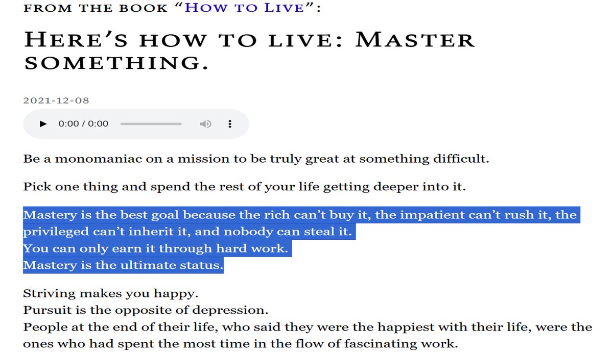 ArthurCahuantzi's tweet image. &quot;La maestría es la mejor meta porque los ricos no pueden comprarla, los impacientes no pueden apresurarse a conseguirla, los privilegiados no pueden heredarla y nadie puede robarla.
Solo se puede ganar con trabajo duro.
La maestría es el estado supremo.&quot;

Derek Sivers