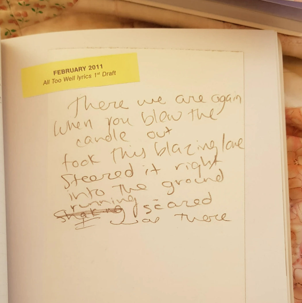 selslovr's tweet photo. All Too Well 24 minute version (2011)

status: lost

existence: confirmed

Liz Rose has stated that she helped Taylor cut the song down from 24 minutes. there are also a few pages in the lover journals from the atw first draft that include lyrics that aren’t in the 10 min cut https://t.co/s0GZn4C9zT