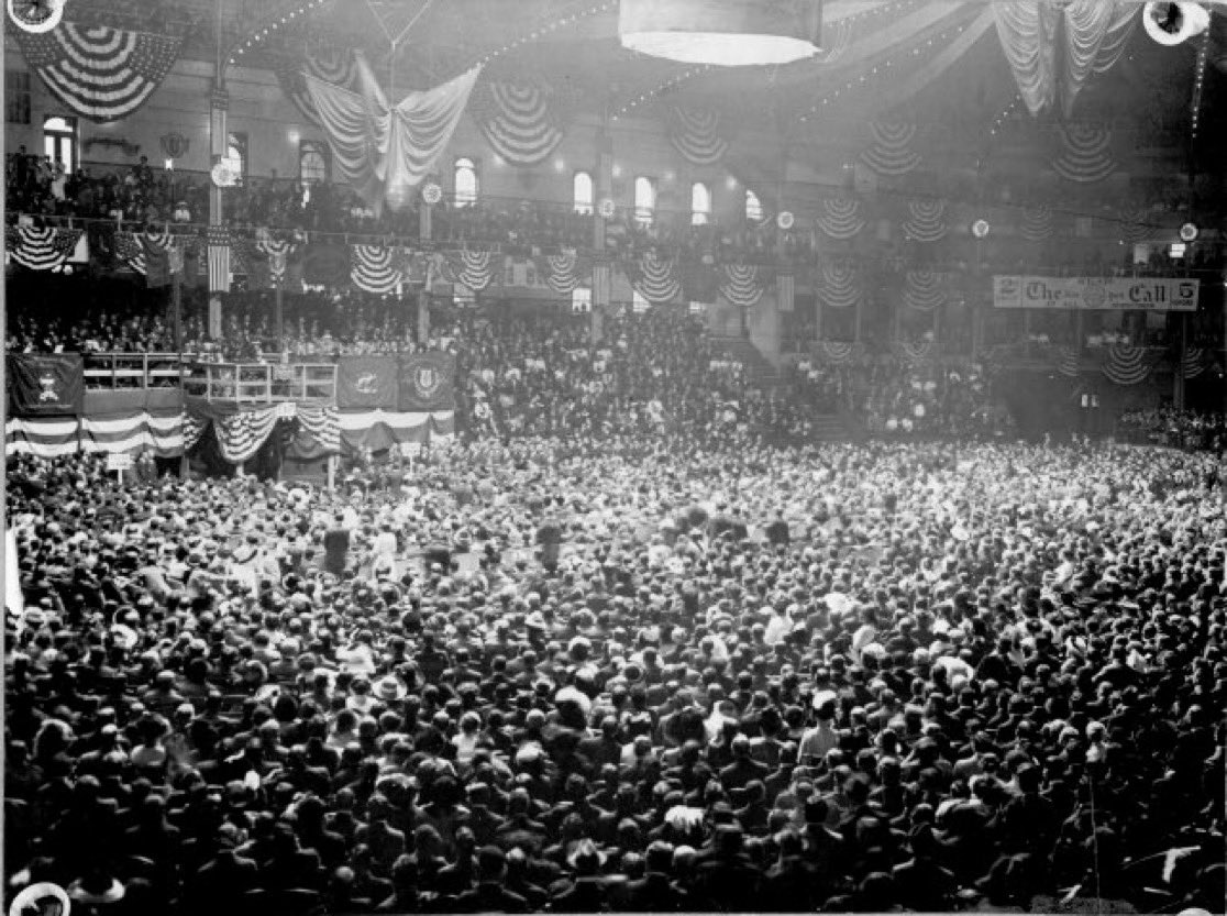Thousands gather to hear Eugene Debs speak at a Socialist Party event, ~1908-12, New York State