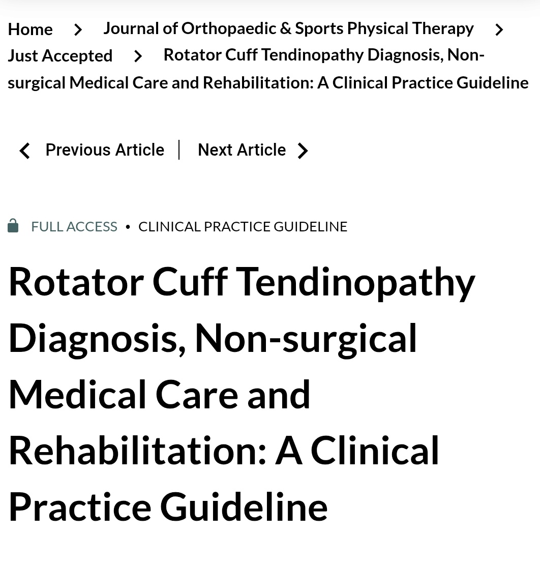 حلو جدا الجايدلاينز دي لسه نازلة بخصوص الشولدر.
jospt.org/doi/pdf/10.251…