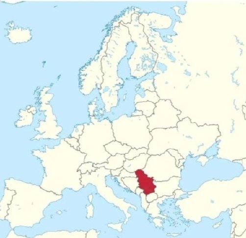 Mapa Evrope- Crvenom bojom je obeležena država čiji predsednik na Tik Toku pogađa u kojoj je čaši Pepsi.