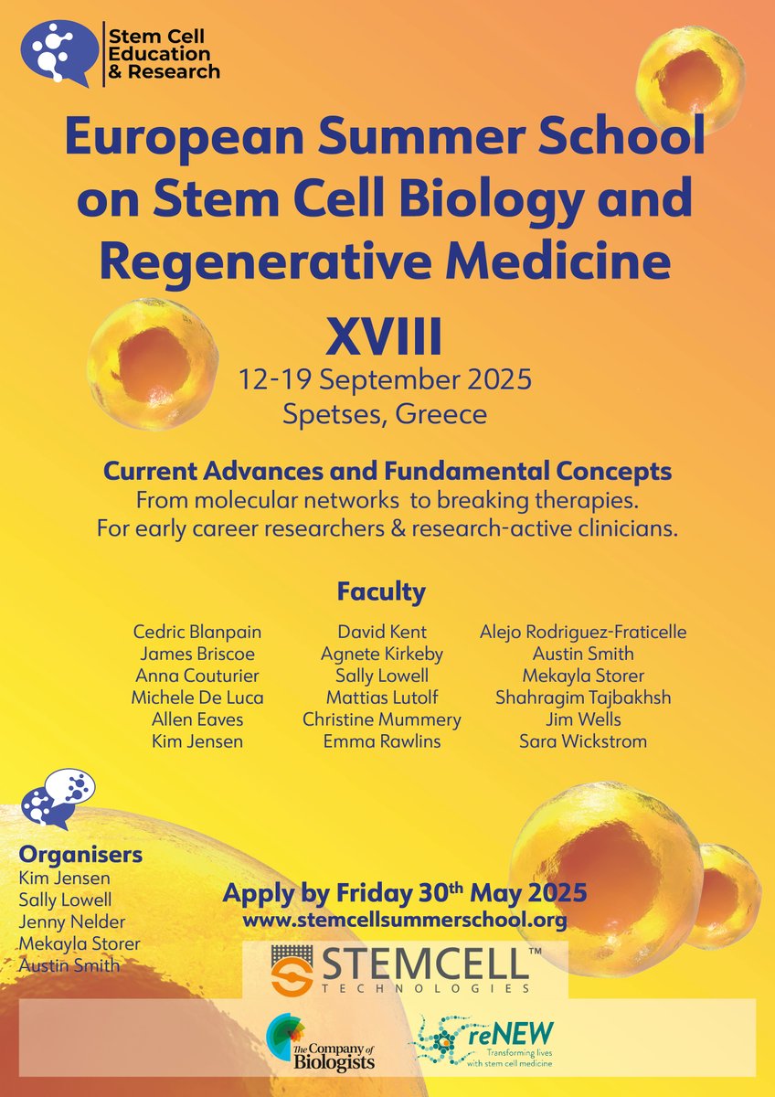 Calling all students. Registration for the European Summer School on Stem Cell Biology and Regenerative Medicine is open.