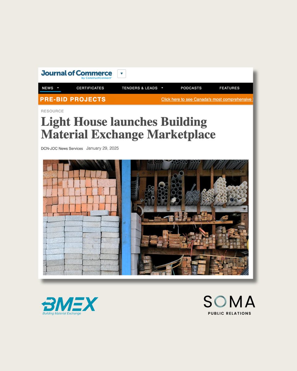 Light House announced the official launch of the Building Material Exchange Marketplace (BMEx Marketplace).

Read more: somapublicrelations.com/news/light-hou…

#bmex #buildingmaterialexchange #bmexmarketplace #marketplace #buildingconstruction #vancouverisland