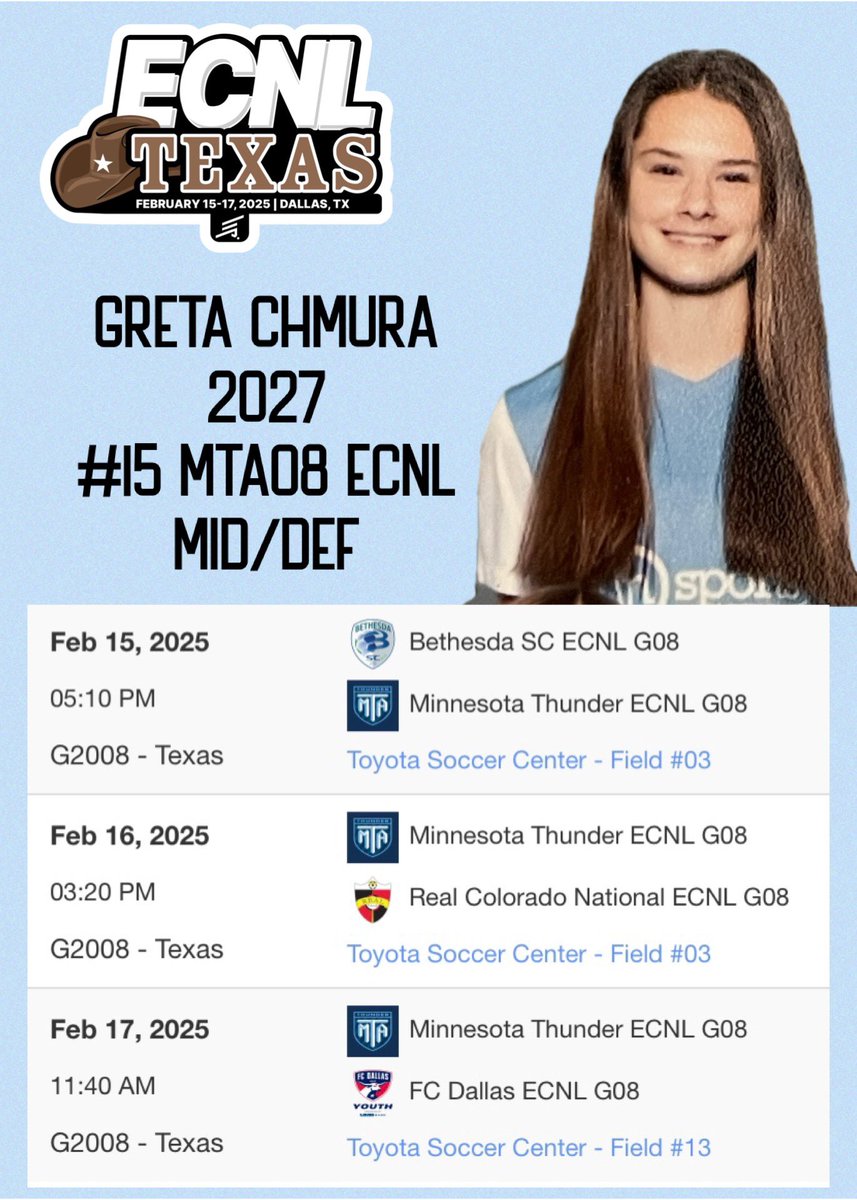 Schedule for ECNL Texas! 
<a href="/ImYouthSoccer/">ECNL/GA/Recruiting/College Soccer</a> <a href="/MTA08ECNL/">mta08ecnl</a> <a href="/ECNLgirls/">ECNL Girls</a> <a href="/MNTHUNDACADEMY/">MN Thunder Academy - Minnesota Thunder Academy</a>