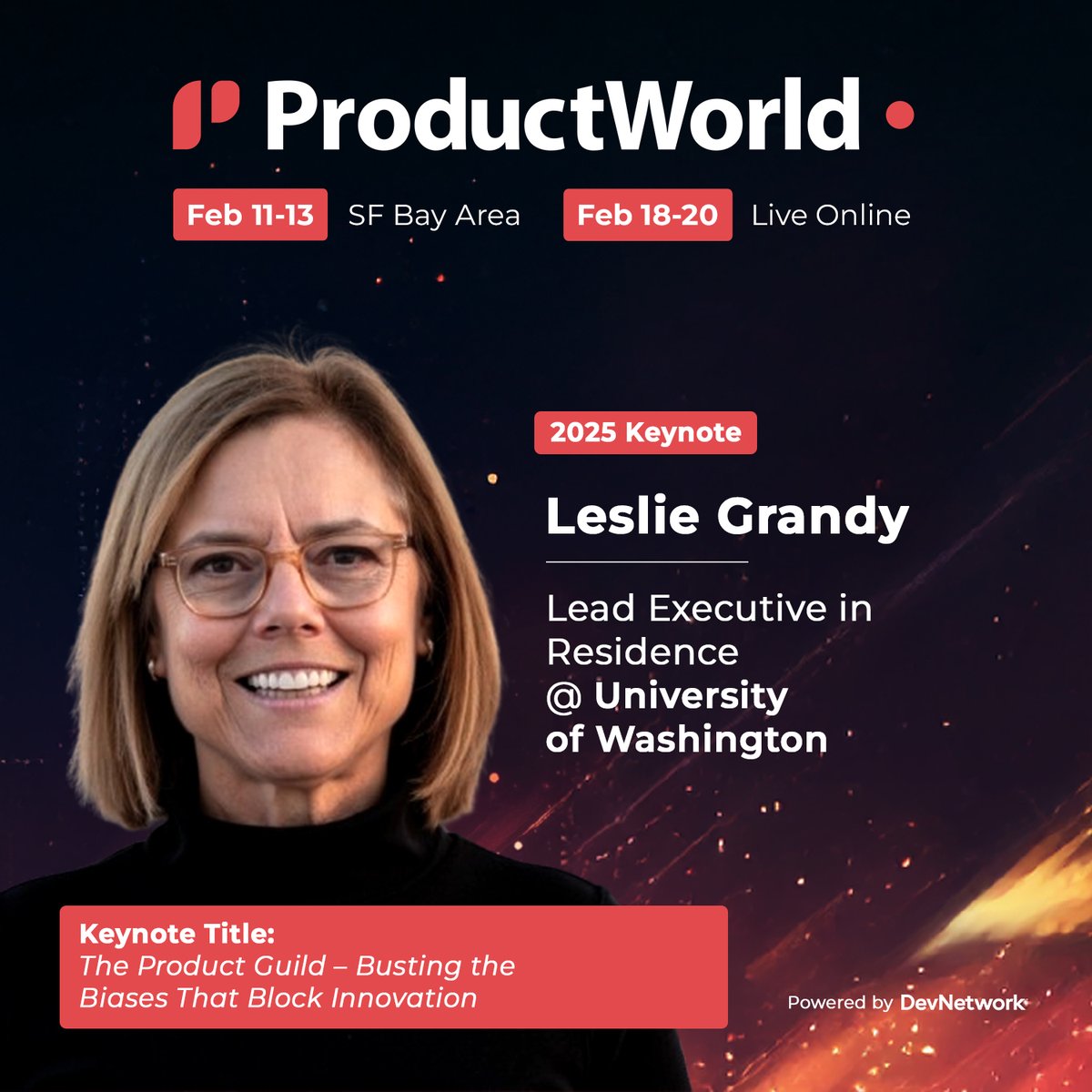 DeveloperWeek's tweet image. Exciting news! Leslie Grandy – Lead Executive in Residence @UW  &amp;amp; author of Creative Velocity (coming in 2025) – is a Keynote Speaker at ProductWorld, co-located with #DevWeek2025! 🚀

With a career spanning Apple, Amazon, T-Mobile, and more, Leslie has launched groundbreaking…