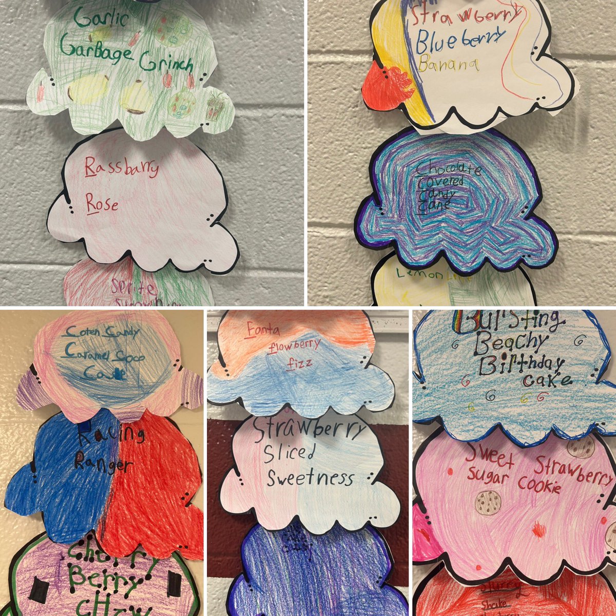 In our fiction reading unit and narrative writing unit we’re learning about figurative language. Today we read a poem about some interesting ice cream flavors and then tried making our own with alliterations!🍦📖✏️ @mrsroadrunners