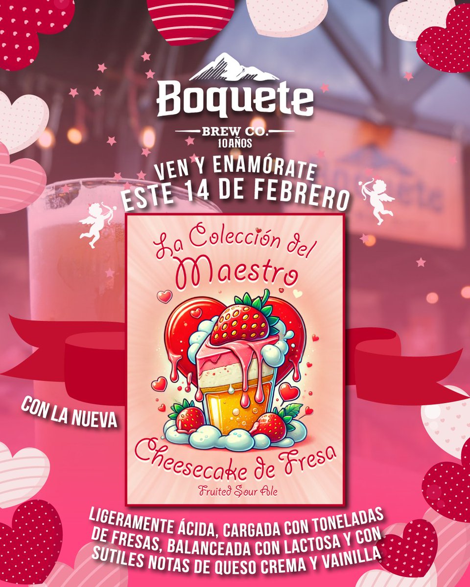 Este 14 de febrero, ven a Boquete Brew Co. y enamórate de nuestra nueva creación: Cheesecake de Fresa – Fruited Sour Ale 🍺💕
