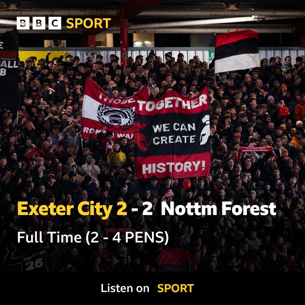 👏 Take a bow! The Grecians can be incredibly proud of this team.

Heartbreak for City as they fall short in the penalty shootout.

#ecfc 🔴