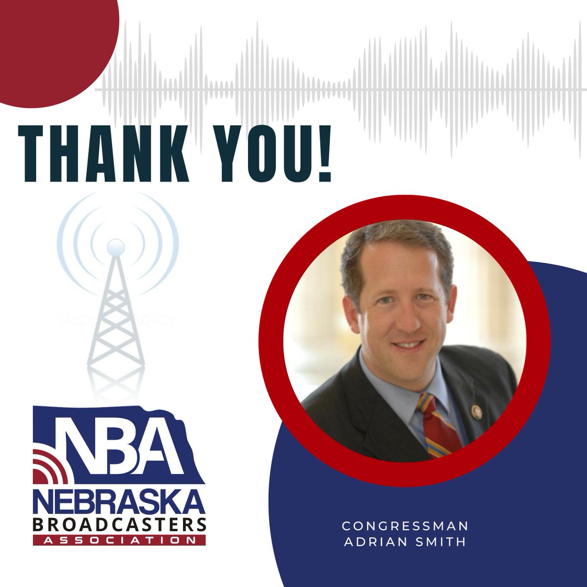 Nebraska Broadcasters Association (@nebroadcasters) on Twitter photo NBA radio members thank <a href="/RepAdrianSmith/">Rep. Adrian Smith</a> for renewing his cosponsorship of the Local Radio Freedom Act. Rep. Smith has long supported the LRFA, helping us prevent new performance fees that would reduce the amount of local content provided by Nebraska's local radio stations. NBA radio members thank <a href="/RepAdrianSmith/">Rep. Adrian Smith</a> for renewing his cosponsorship of the Local Radio Freedom Act. Rep. Smith has long supported the LRFA, helping us prevent new performance fees that would reduce the amount of local content provided by Nebraska's local radio stations.