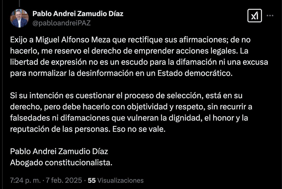 MiguelMezaC's tweet photo. 🚨Confirmado🚨

Un presunto extorsionador es candidato a magistrado civil en la CDMX.

@pabloandreiPAZ no solo fue detenido por extorsión en 2024. También fue reprobado en sus exámenes para juez.

Además, utiliza la bandera ambientalista para encubrir posibles extorsiones.

De hecho, me amenazó (como ha amenazado a varios periodistas) con demandarme por publicar sobre eso.

Bajé la publicación original para no afectarlo, dándole el beneficio de la duda. Sin embargo, una investigación adicional muestra que Andrei Zamudio es mucho peor de lo que parecía.

El candidato fue seleccionado por el Comité de Evaluación del Poder Legislativo. 

Mañana la información completa.