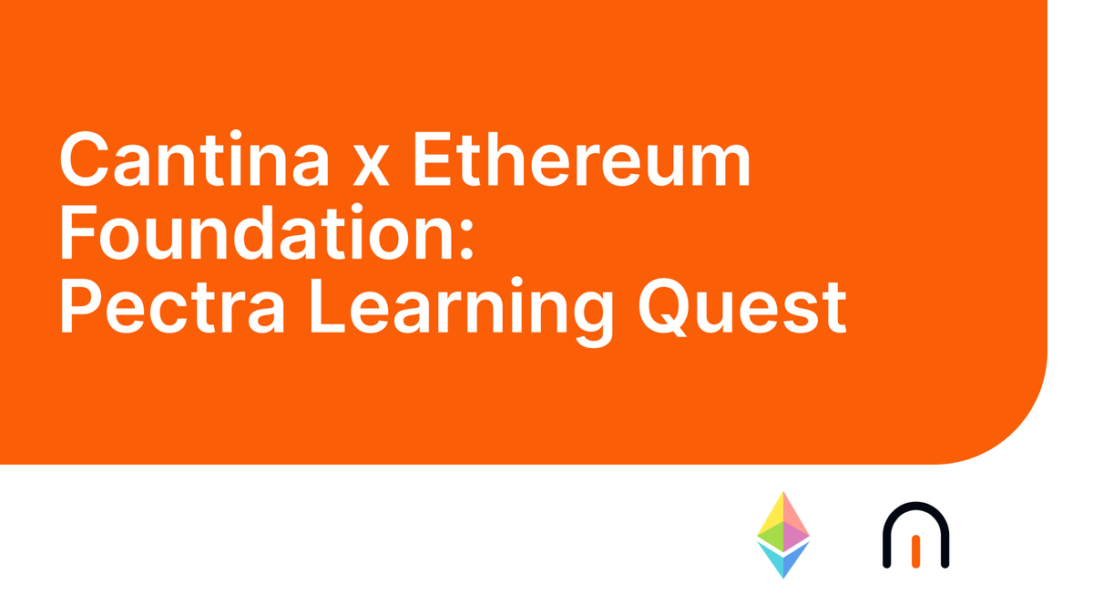 Cantina 🪐 (@cantinaxyz) on Twitter photo Calling all researchers! We're excited to announce the Pectra Learning Quest as part of the lead up to the <a href="/ethereumfndn/">Ethereum Foundation</a> competition later this month on Cantina 🪐 Calling all researchers! We're excited to announce the Pectra Learning Quest as part of the lead up to the <a href="/ethereumfndn/">Ethereum Foundation</a> competition later this month on Cantina 🪐