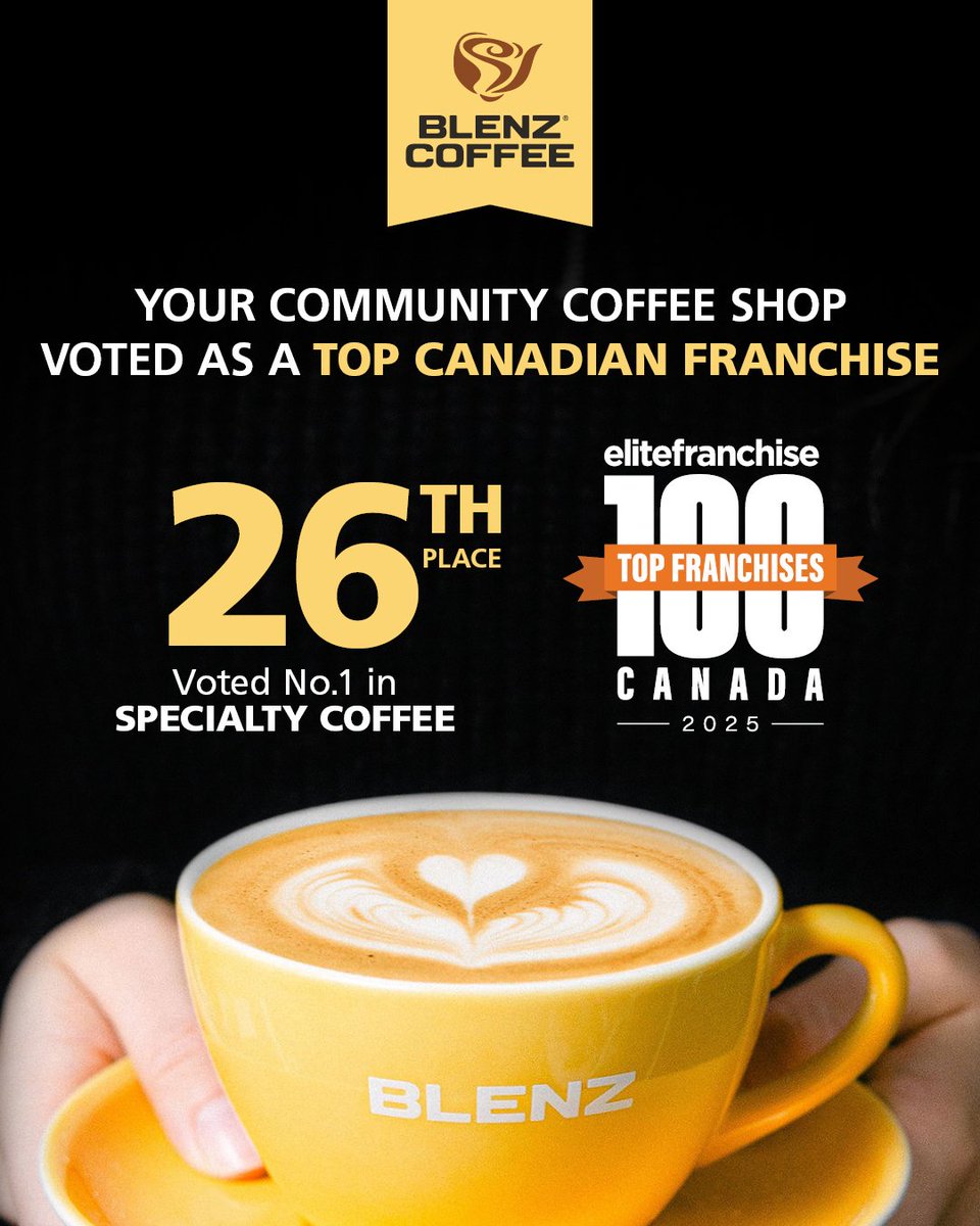 ☕️🎉 BIG NEWS! Blenz Coffee is officially ranked #26 in the Elite Franchise Top 100 Canada—and we’re the #1 specialty coffee franchise in the country! 🇨🇦 This is a HUGE achievement, and we couldn’t have done it without our incredible team and loyal guests.
Did you know YOU can