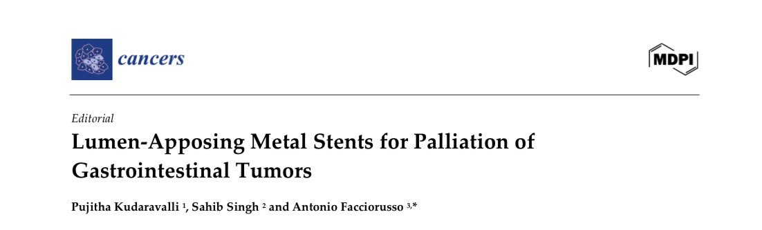 Pujitha Kudaravalli (@pujithakudarav1) on Twitter photo Sharing our latest editorial on the use of lumen opposing metal stents in palliation of gastrointestinal tumors! <a href="/AntonioFaccior6/">Antonio Facciorusso</a> <a href="/sahibs559/">Sahib Singh, MD</a> <a href="/ASGEendoscopy/">ASGE GI Endoscopy</a> <a href="/Cancers_MDPI/">Cancers MDPI</a> #GITwitter #MedTwitter
mdpi.com/2072-6694/17/4… Sharing our latest editorial on the use of lumen opposing metal stents in palliation of gastrointestinal tumors! <a href="/AntonioFaccior6/">Antonio Facciorusso</a> <a href="/sahibs559/">Sahib Singh, MD</a> <a href="/ASGEendoscopy/">ASGE GI Endoscopy</a> <a href="/Cancers_MDPI/">Cancers MDPI</a> #GITwitter #MedTwitter
mdpi.com/2072-6694/17/4…
