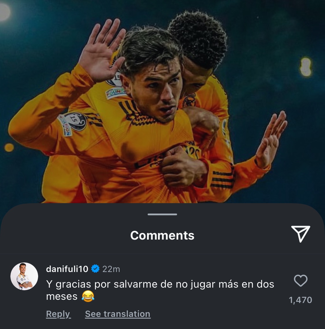 MadridXtra's tweet image. Dani Ceballos to Brahim: “Thank you for saving me from not playing anymore for 2 months.” 😂