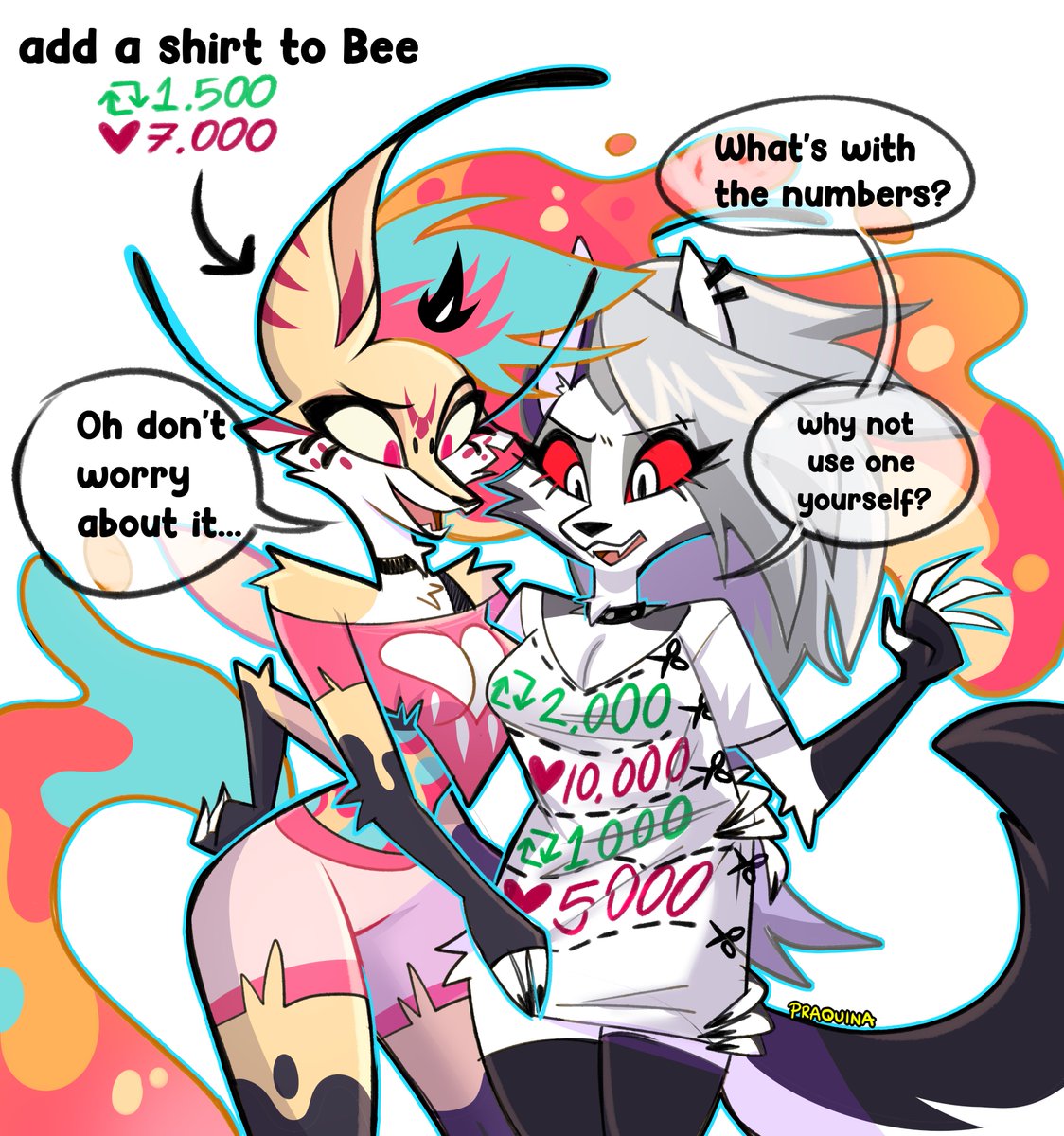 praquina's tweet image. of course I had to!

hope we get to see Bee with one of this shirts, or even better, without one huehue~

Shirt meme with the best girls