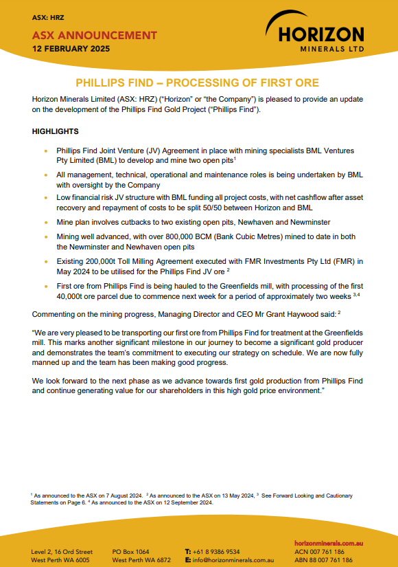 First ore from Phillips Find is on its way to the Greenfields mill. Processing begins next week, marking a key step in our gold production strategy. With mining well advanced, we’re on track for first gold in a strong price environment: bit.ly/4gwFQba

$HRZ