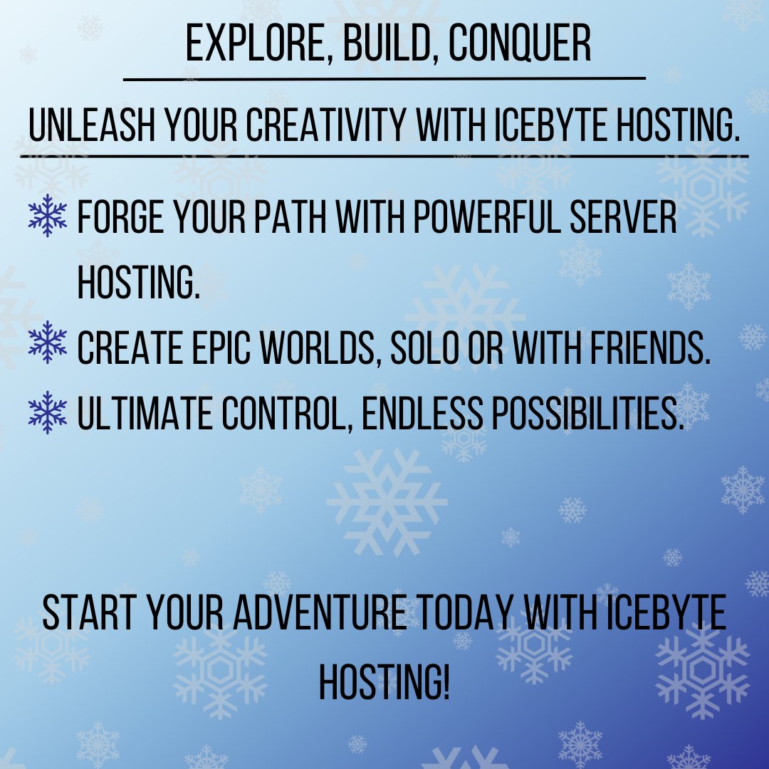 IceByteHosting's tweet photo. Unleash your creativity with Icebyte Hosting. Powerful, flexible, and limitless https://t.co/1yuRu18Js6